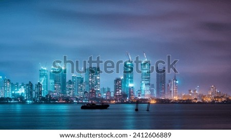 Mumbai City skyline at night Royalty-Free Stock Photo #2412606889