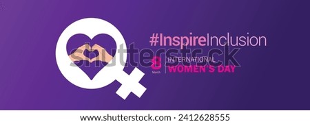 International women's day concept poster. Woman sign illustration background. 2024 women's day campaign theme- #InspireInclusion Royalty-Free Stock Photo #2412628555