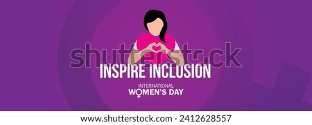 International women's day concept poster. Woman sign illustration background. 2024 women's day campaign theme- #InspireInclusion Royalty-Free Stock Photo #2412628557