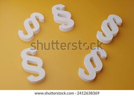 cgi render image of paragraphs or section sign on yellow background Royalty-Free Stock Photo #2412638369