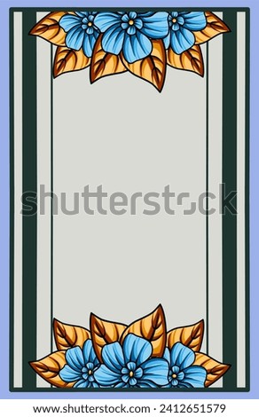 frame the border with an arrangement of leaves and flowers. Vector design