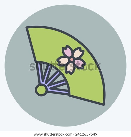Icon Fan 2. related to Sakura Festival symbol. color mate style. simple design editable. simple illustration