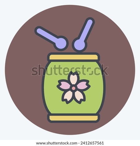Icon Drum. related to Sakura Festival symbol. color mate style. simple design editable. simple illustration