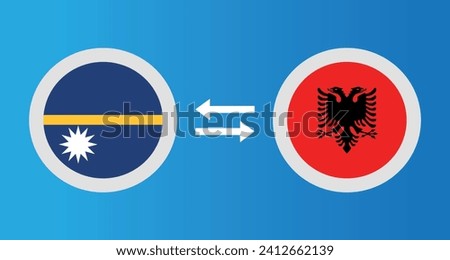round icons with Nauru and Albania flag exchange rate concept graphic element Illustration template design
