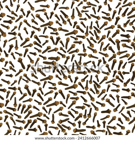 Cloves buds and seeds seamless pattern; flat design of brown dried cloves; vector illustration Royalty-Free Stock Photo #2412666007