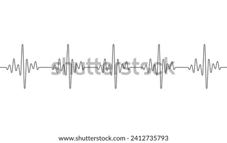 Heart beat one line. Continuous lines heart beats drawing. Wave pulse. Art heartbeat waves. Hand draw cardiogram. Outline human. Black ekg stroke isolated on white background. Vector illustration Royalty-Free Stock Photo #2412735793