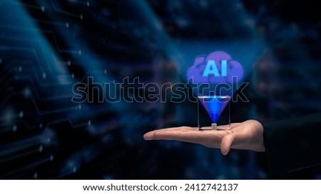 AI is the future of the modern world, combination of humans and AI, concept of Artificial Intelligence, Machine with functions capable of understanding Learn knowledge perception, learning, reasoning Royalty-Free Stock Photo #2412742137