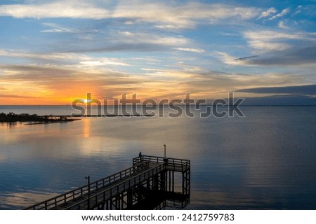 Bayfront Park at sunset on the Eastern shore of Mobile Bay in Daphne, Alabama