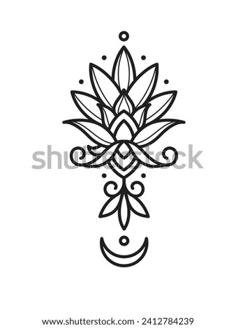 outline lotus flower pattern for Henna drawing and tattoo design vector illustration