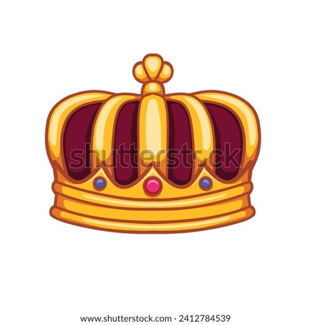 Golden crown Vector isolated on transparent background. Gold Crown royal jewelry symbol of king queen and princess. Good for mascot, logos, icons, clip art, posters, stickers.