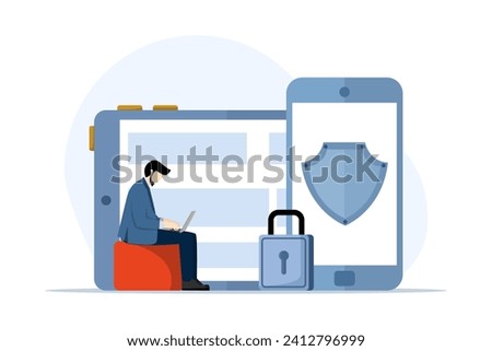 concept General data protection regulation, Control and security of personal information, browser cookie consent, GDPR disclosure data collection. Flat vector modern illustration on white background. Royalty-Free Stock Photo #2412796999