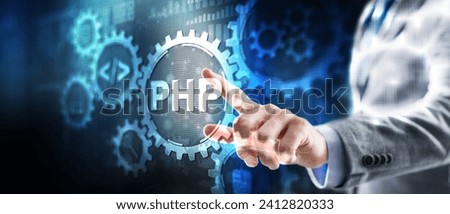 PHP. Web development concept. A general purpose interpreted scripting language Royalty-Free Stock Photo #2412820333