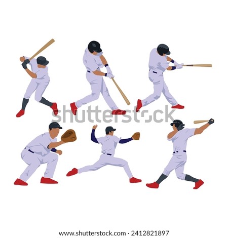 Baseball Player Stylized Posed Vector Set