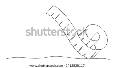 Tape measure One line drawing isolated on white background
