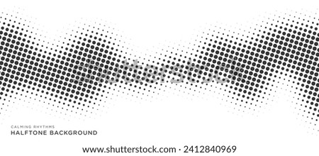 Calming rhythms halftone background abstract waves vector design in black color Royalty-Free Stock Photo #2412840969