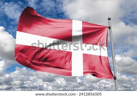The national flag of Denmark A white Nordic cross with a red background