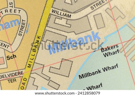 Millbank, Southampton in Hampshire, England, UK atlas map town name of the area  pencil sketch