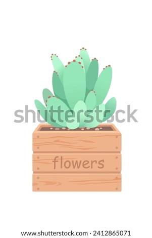 Potted plant vector illustration. Succulent in flower pot. Cactus. Houseplant. Indoor interior house and office flowerpot. Green flower for home decoration. Landscaping.