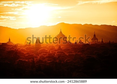 photo of palace and pagodas in bagan myanmar ruins