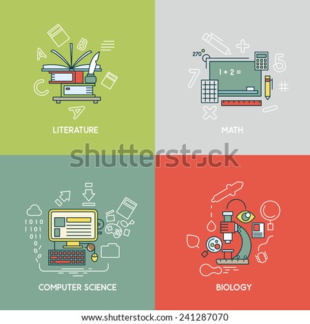 Math, literature, computer science and biology Royalty-Free Stock Photo #241287070
