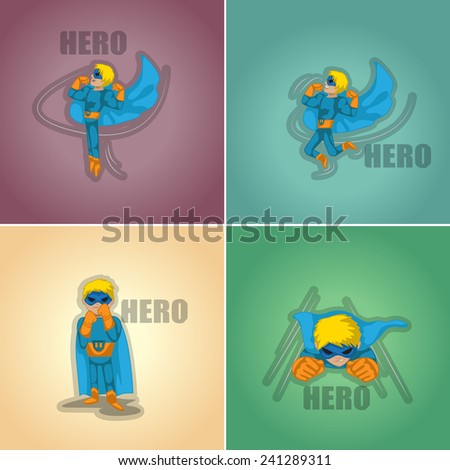 Superhero In Action Set - Isolated On Background - Vector Illustration, Graphic Design, Editable For Your Design 