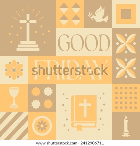 Good Friday seamless pattern in scandinavian style postcard with Retro clean concept design