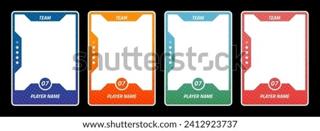 Sports trading card templates. A collection of player frames for sports, online games and business events. A pack of borders applicable in football, basketball and hockey. Vector design.
