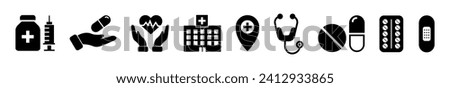 Set of Pharmacy icon . Medical icon set. Healthcare symbols .Vector Illustration