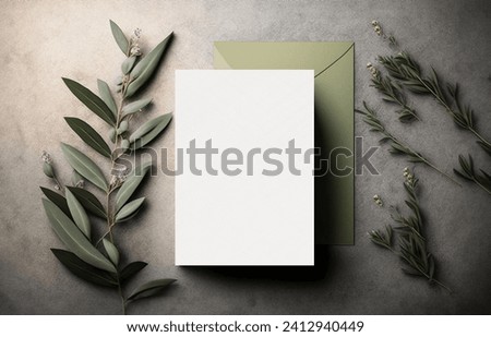 Elegant Wedding invitation with green leaves