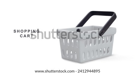 3d realistic white shopping cart isolated on white background. Vector illustration.