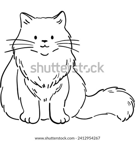Cat Line Art Illustration for Kids Coloring Book, Cat Clipart Coloring Page, Cat Element for Design, Outline Illustration for Prints, Doodle Clipart for Coloring, JPEG File