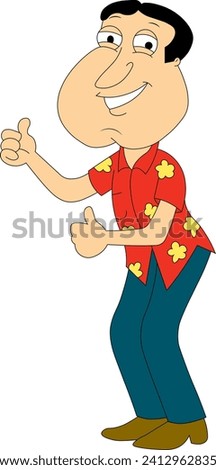 Vector cartoon illustrations of theGlenn Quagmire. character from the Family Guy cartoon are suitable for kids' cartoon coloring books, printing, and various design purposes.Cartoon vector Eps 10 Royalty-Free Stock Photo #2412962835