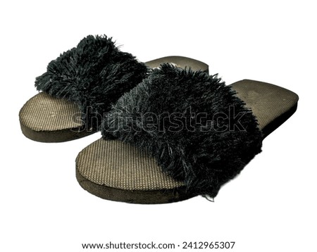 Rubber sandals with velvet trim isolated on a white background