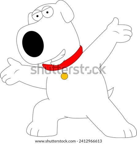 Vector cartoon illustrations of the Brian Griffin character from the Family Guy cartoon are suitable for kids' cartoon coloring books, printing, and various design purposes.Cartoon vector Eps 10 Royalty-Free Stock Photo #2412966613