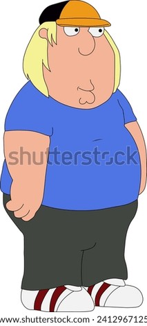 Vector cartoon illustrations of the Chris Griffin character from the Family Guy cartoon are suitable for kids' cartoon coloring books, printing, and various design purposes.Cartoon vector Eps 10 Royalty-Free Stock Photo #2412967125