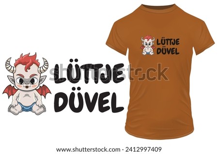 Luttje Duvel, Little devil. Cute little baby boy devil cartoon. Vector illustration for tshirt, website, print, clip art, poster and print on demand merchandise.