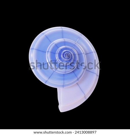 Purple spiral shell with pearlescent sheen 3d render. Cute realistic Seashell. Colorful Tropical Conch Icon. Symbol of Summer Concept.
