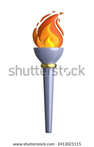 3D  torch with burning fire. Vector illustration 