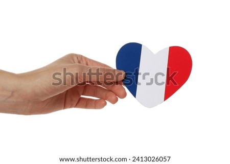PNG, france flag in heart shape isolated on white background.