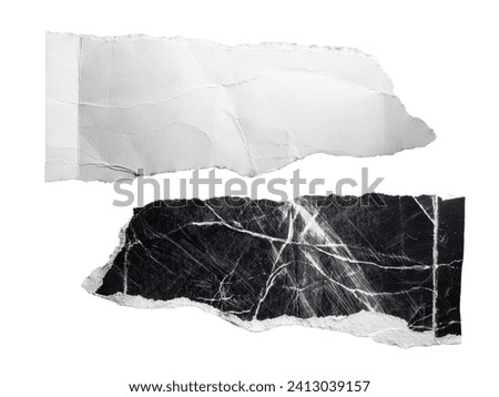 Torn old black and white paper on white background with clipping path Royalty-Free Stock Photo #2413039157