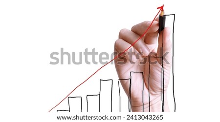 Male hand drawing a graph