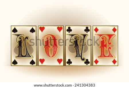 Love poker cards, vector illustration