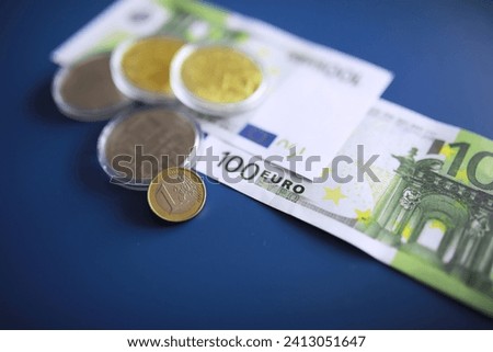 European monetary union, coins and banknotes. One cent to one hundred euros. European Stability Mechanism