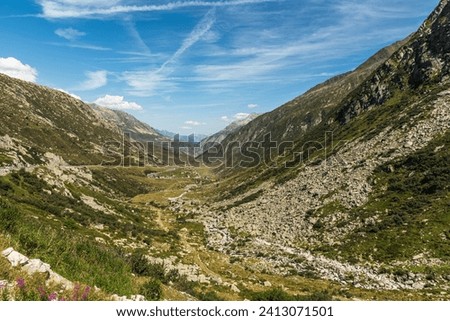 Mountain panorama at the Gotthard Pass, Canton of Uri, Switzerland
