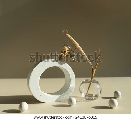 geometric shapes with beautiful shadow on a beige background.
