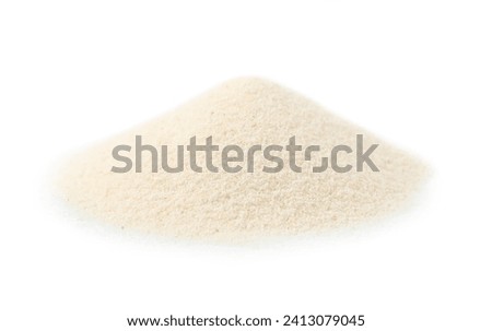 Pile of uncooked organic semolina isolated on white Royalty-Free Stock Photo #2413079045