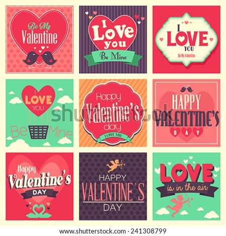 A vector illustration of  Valentines day cards with ornament