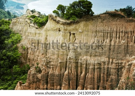 Cathedral cliffs South island of New Zealand, near Gore Royalty-Free Stock Photo #2413092075