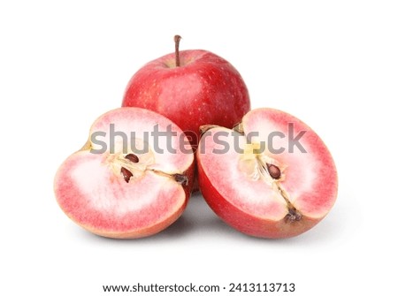Tasty apples with red pulp isolated on white Royalty-Free Stock Photo #2413113713
