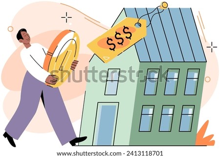 Real estate search. Vector illustration Buying residential property required careful consideration location and amenities People looking for home relied on real estate search concept to narrow down Royalty-Free Stock Photo #2413118701